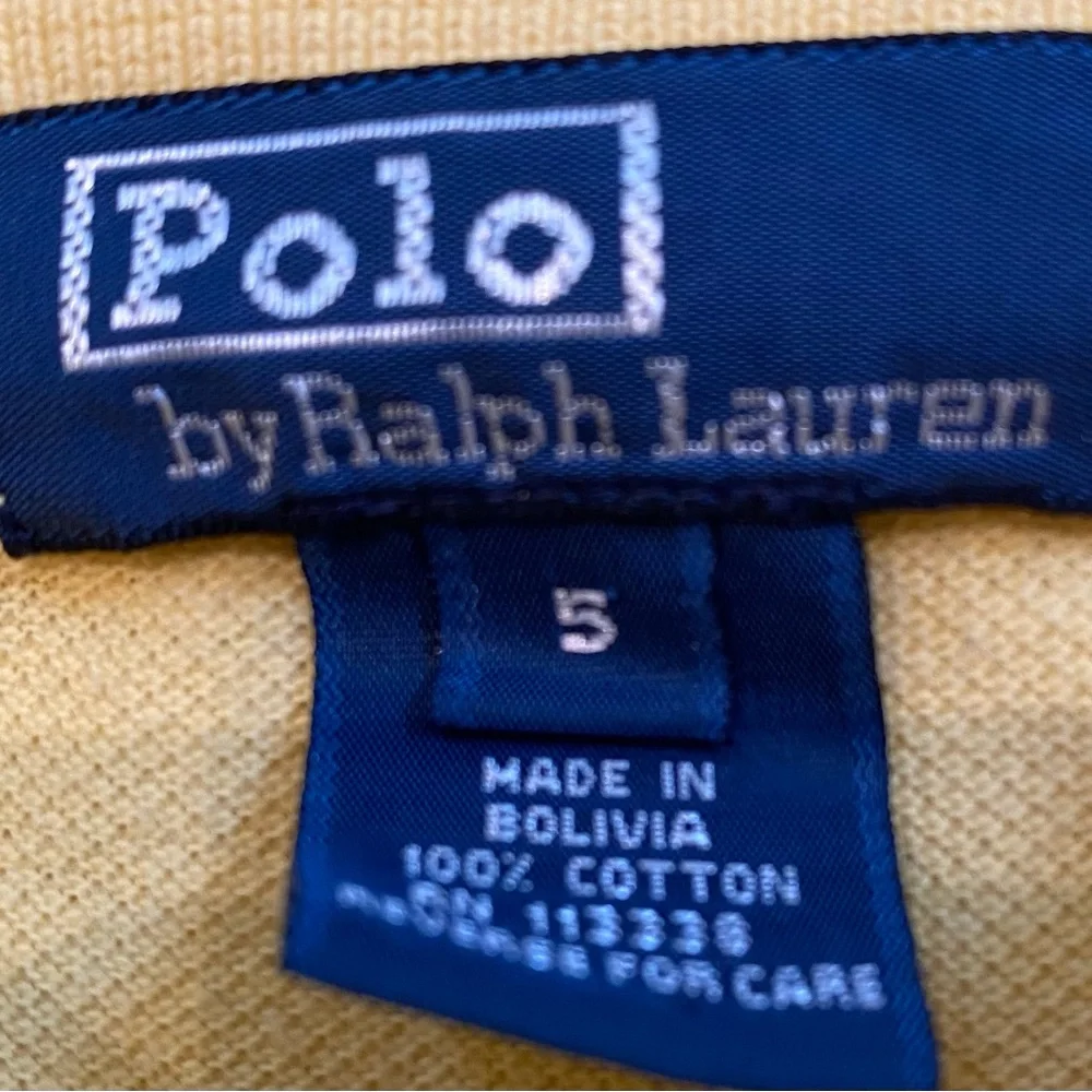 Vintage Polo by Ralph Lauren Boy’s Sz 5 Yellow  Pique Knit Long Sleeve‎ Pullover